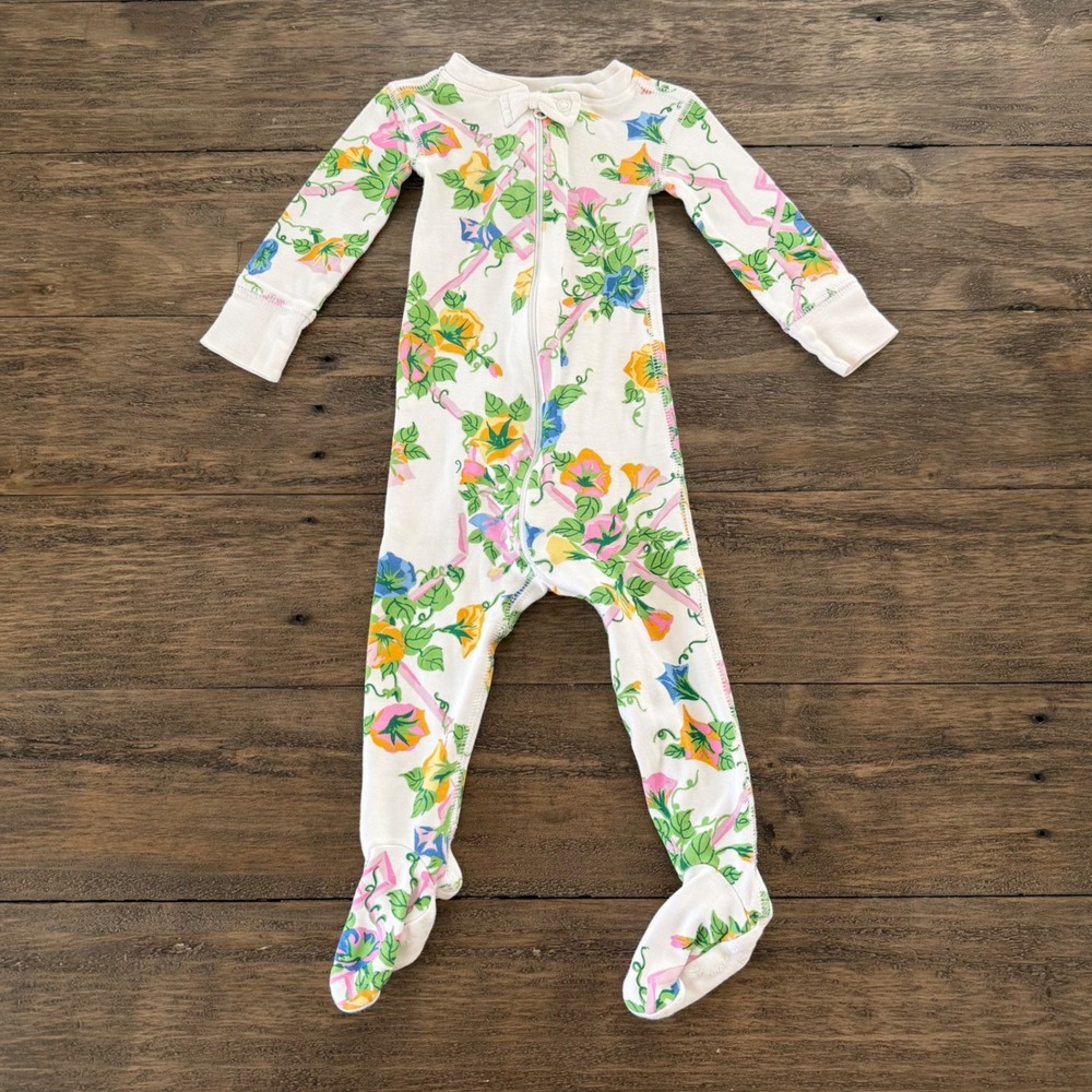 The Beaufort Bonnet Company Morning Glory Floral Pima Cotton Footie 3-6 Months